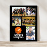 Personalised Basketball Photo Collage Name Team # Poster<br><div class="desc">This personalised basketball photo collage poster features your favourite uploaded basketball photos, an orange basketball graphic with your player's jersey number, and additional text such as your player's name and/or team name. This design is set against a background colour of your choice - just click on customise and then change...</div>