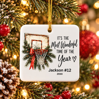 Personalised Basketball Player Christmas Name  Ceramic Ornament
