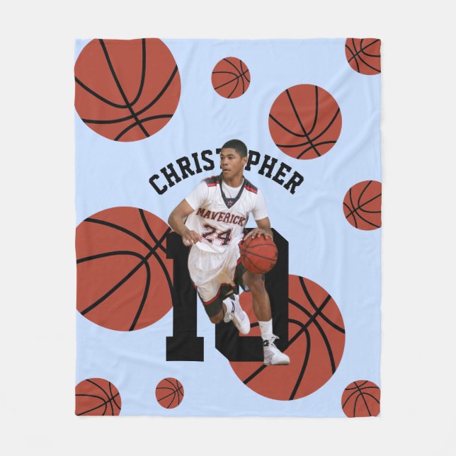 Personalised Basketball Player Fleece Blanket (Front)