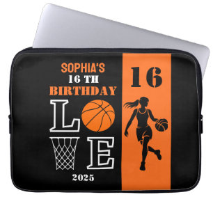 Personalised Basketball Player Girl, Birthday Gift Laptop Sleeve