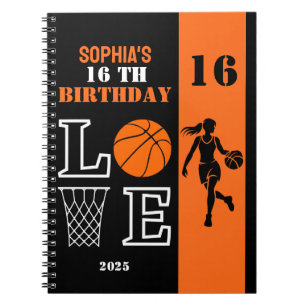 Personalised Basketball Player Girl, Birthday Gift Notebook