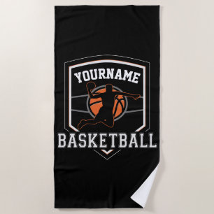 Personalised Basketball Player NAME Slam Dunk Team Beach Towel