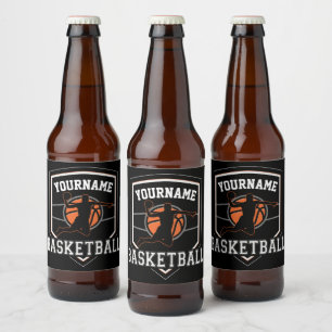 Personalised Basketball Player NAME Slam Dunk Team Beer Bottle Label