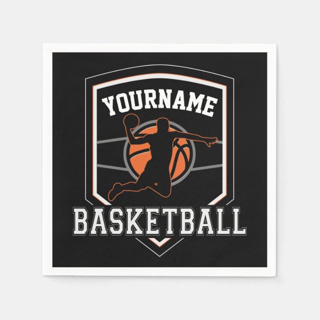 Personalised Basketball Player NAME Slam Dunk Team Napkin (Front)