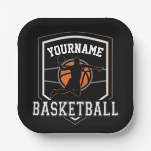 Personalised Basketball Player NAME Slam Dunk Team Paper Plate