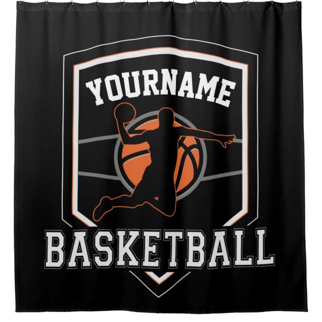 Personalised Basketball Player NAME Slam Dunk Team Shower Curtain (Front)