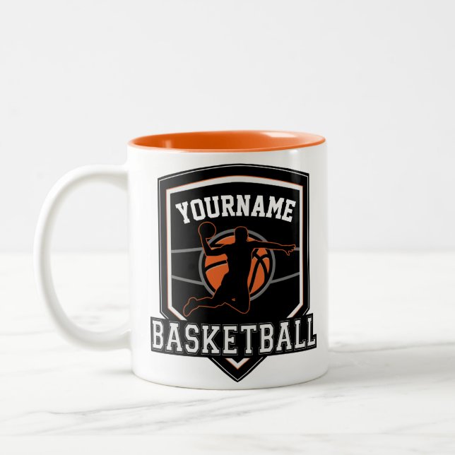 Personalised Basketball Player NAME Slam Dunk Team Two-Tone Coffee Mug (Left)