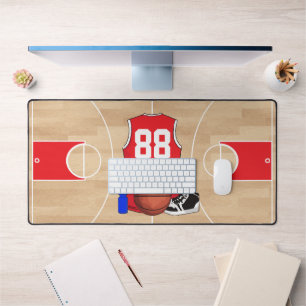 Personalised Basketball player on basketball court Desk Mat