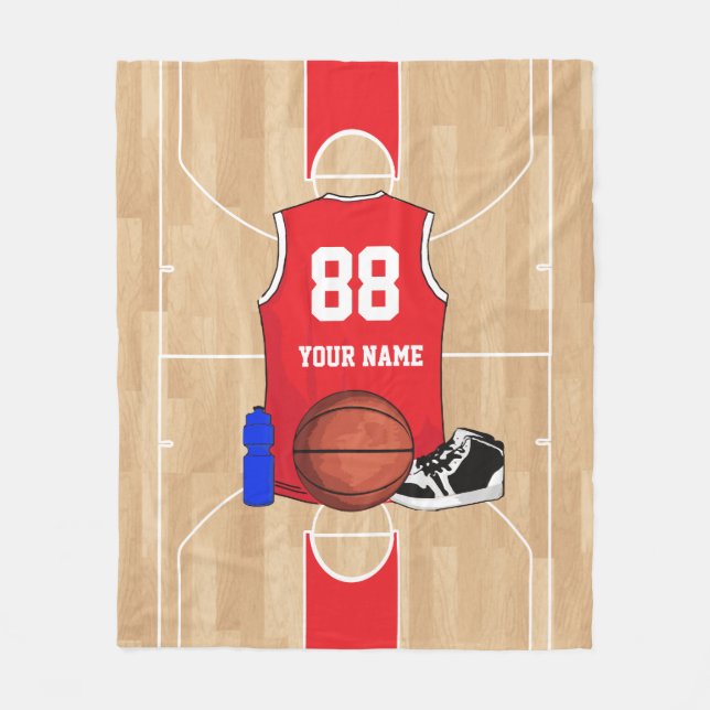 Personalised Basketball player on basketball court Fleece Blanket (Front)