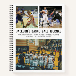 Personalised Basketball Player Team Photo Collage Notebook