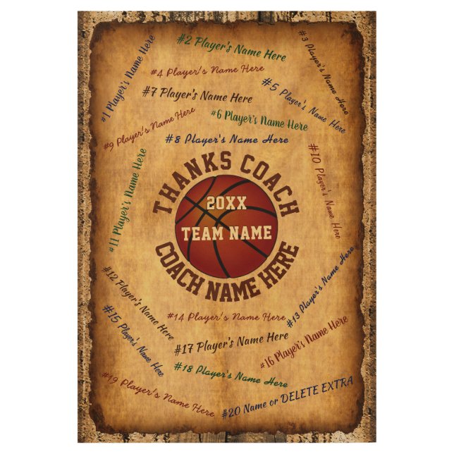 Personalised Basketball Poster, Wood Veneer Poster (Front)