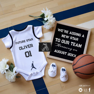 Personalised basketball pregnancy announcement