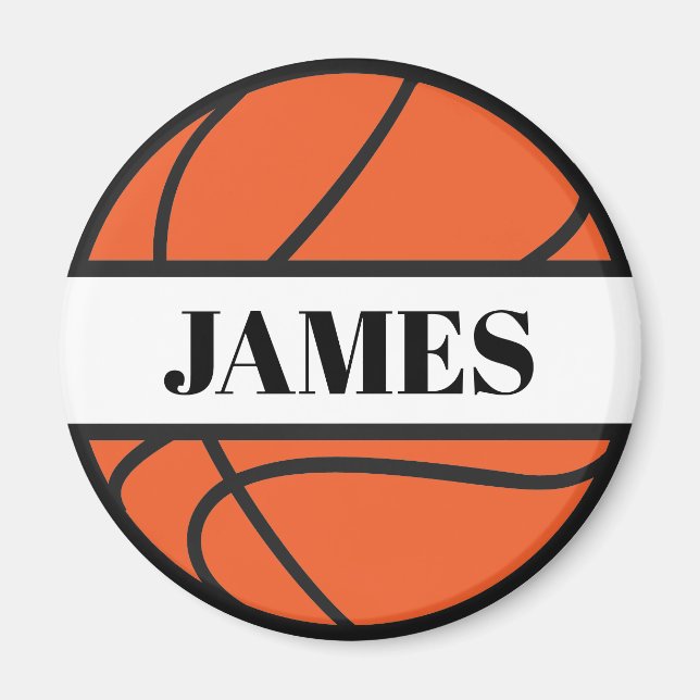 Personalised Basketball Round Magnet (Front)