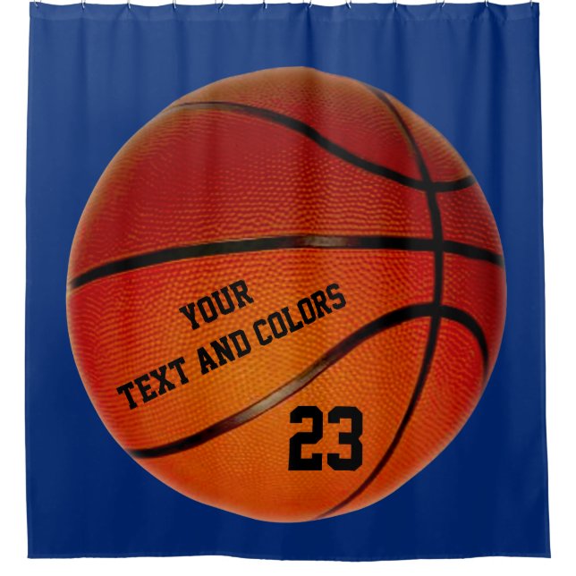 Personalised Basketball Shower Curtain Your Text (Front)
