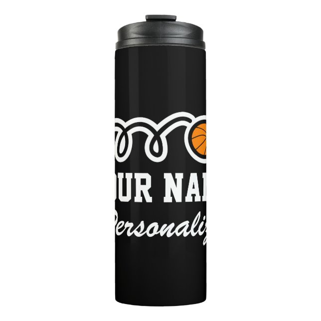 Personalised basketball sport thermal tumbler mug (Front)