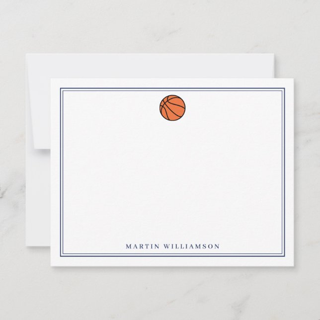 Personalised Basketball Stationery for Boys Thank You Card (Front)