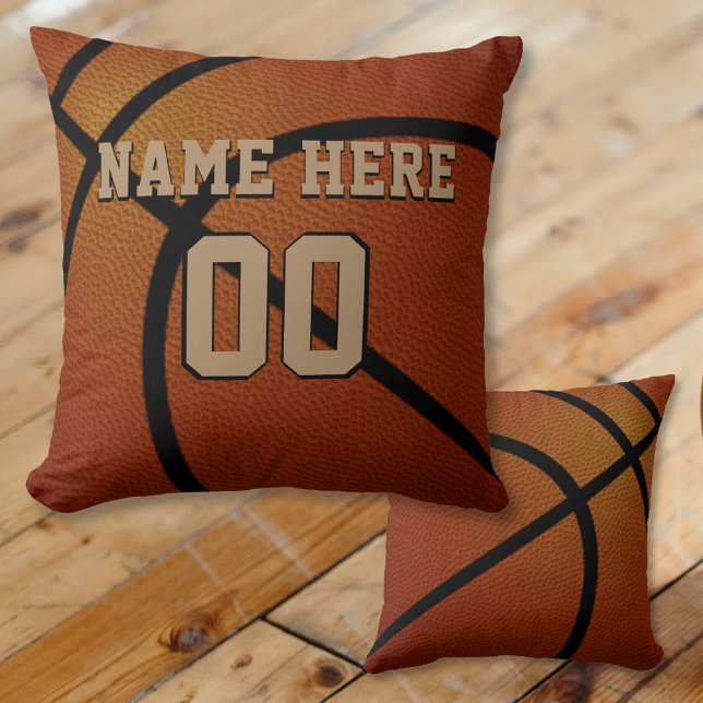 Personalised Basketball Team Gifts and Seniors Cushion (Personalized Basketball Pillows. Gifts for Senior Basketball Players. Basketball Bedroom Decor.)