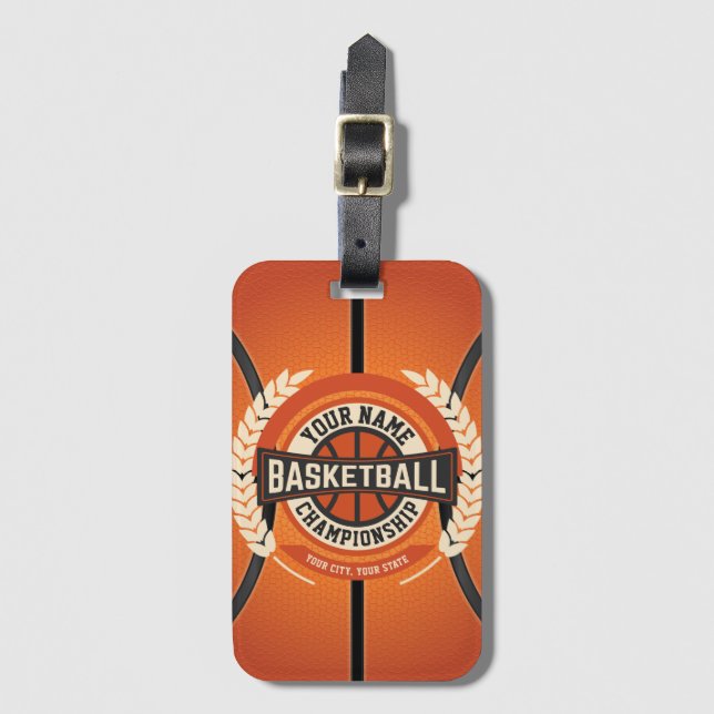 Personalised Basketball Team Player Custom Athlete Luggage Tag (Front Vertical)