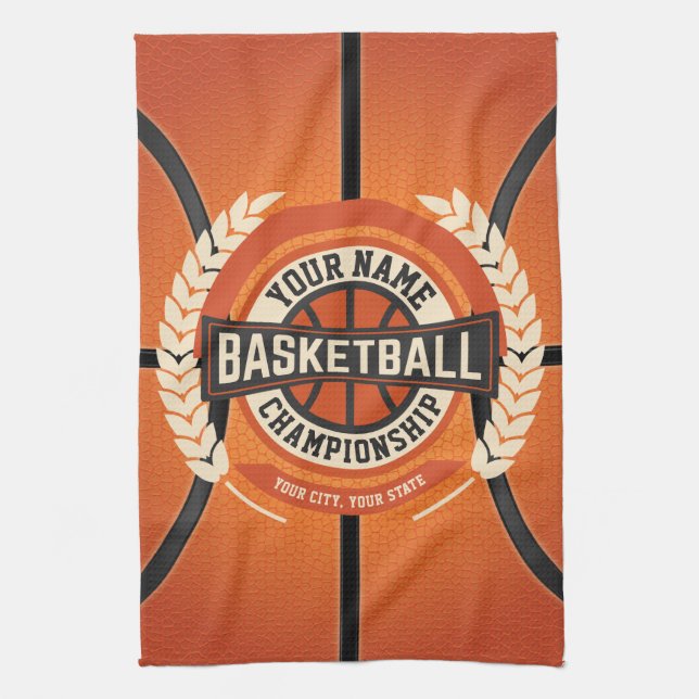 Personalised Basketball Team Player Custom Athlete Tea Towel (Vertical)