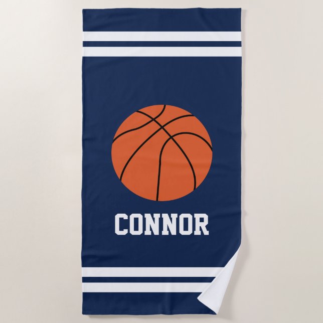 Personalised Basketball Themed Kids Beach Towel (Front)