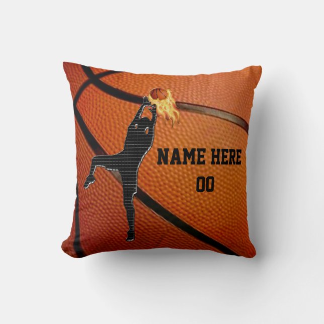 Personalised Basketball Throw Pillow withYOUR TEXT (Front)