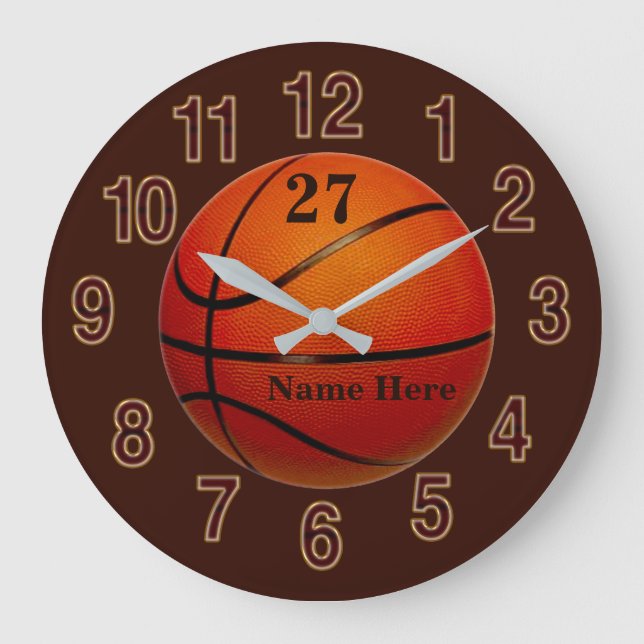 Personalised Basketball Wall Clocks TEXT, COLORS (Front)
