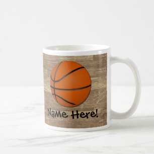 Personalised Basketball Wood Floor Coffee Mug