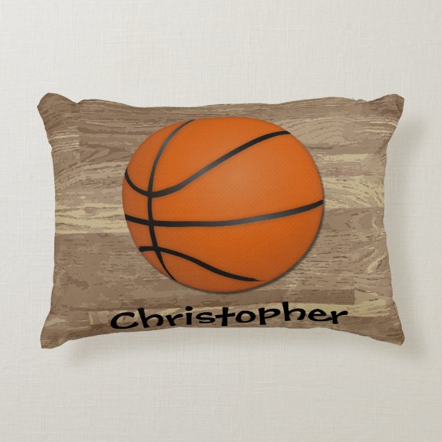 Personalised Basketball Wood Floor Decorative Cushion (Front)