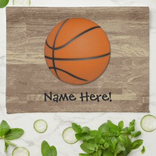 Personalised Basketball Wood Floor Tea Towel