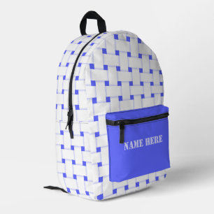 Personalised Basketweave Pattern, Ultramarine Blue Printed Backpack