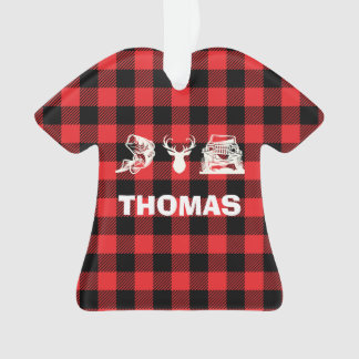 Personalised Bass Bucks Trucks Fishing Red Plaid Ornament