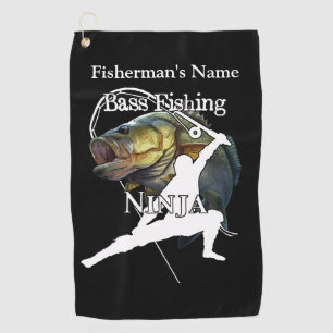 Personalised Bass Fishing Ninja Dark Fishing Towel