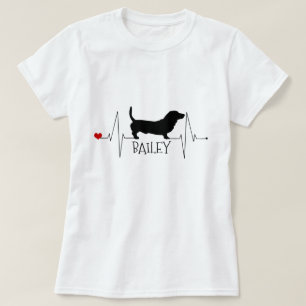 Personalised Basset Hound Love My Dog Heart Beat T-Shirt