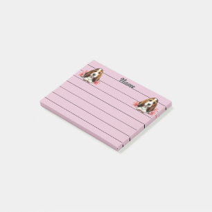 Personalised Basset Hound Puppy With Flowers Post-it Notes