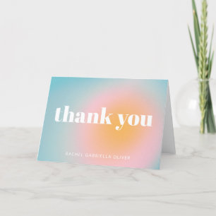 Personalised Bat Mitzvah Soft Blue Pastel Gradient Thank You Card