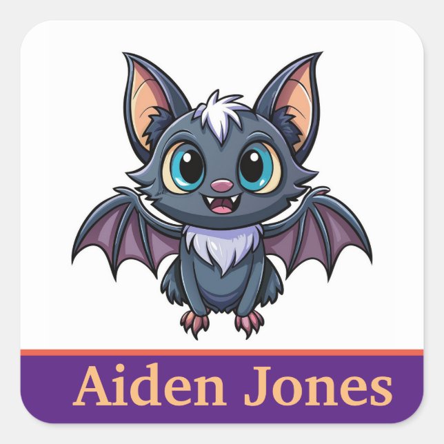 Personalised bat stickers colourful (Front)