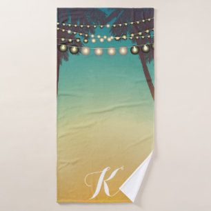Personalised Bath Towel Beach Sunset Palm Tree Str
