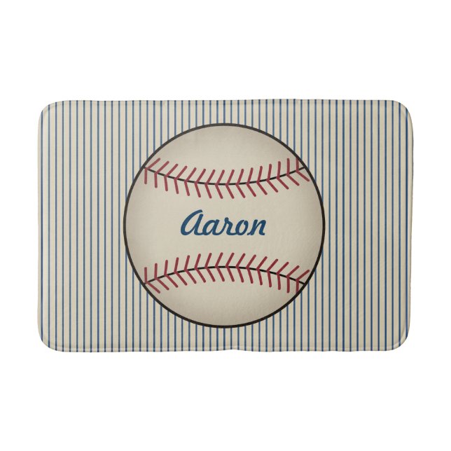 Personalised Bathroom Baseball Bath Mat Rug (Front)