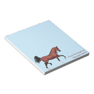 Personalised Bay Trotting Arabian Horse Art Notes
