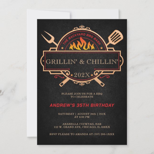 Personalised BBQ Birthday Party Template Ideas (Front)