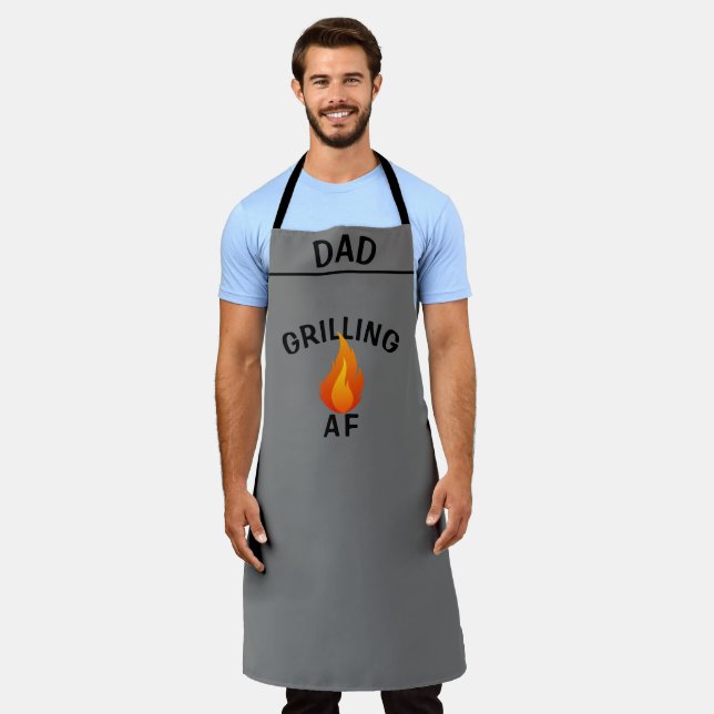 Personalised BBQ Chef Aprons, Grilling AF As Fu ck Apron (Worn)