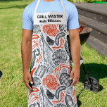 Personalised BBQ Grill Chef Barbecue Master Apron<br><div class="desc">A fun apron featuring a vintage pattern of various bbq meats.  Add two lines of custom text to personalise. Perfect for anyone who loves to barbecue and grilling meats  - great for butchers too.</div>