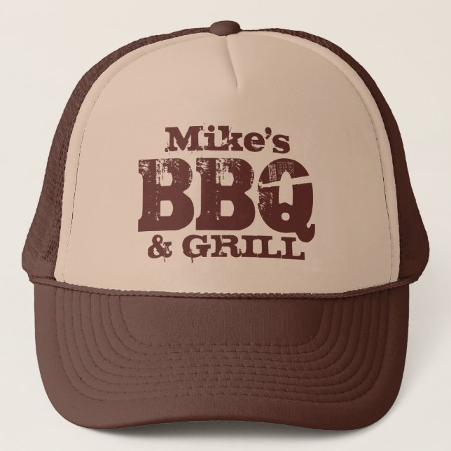 Personalised BBQ hat for guys | Brown beige (Front)