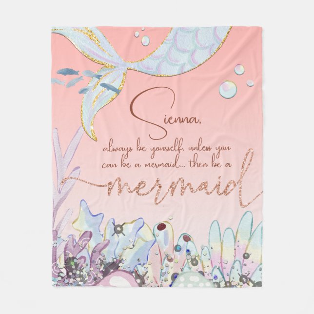 Personalised "Be a Mermaid" Fleece Blanket (Front)