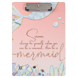 Personalised "Be a Mermaid" Pastel Glitter Clipboard