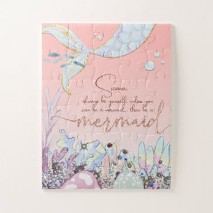 Personalised "Be a Mermaid" Pastel Glitter Jigsaw Puzzle