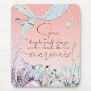 Personalised "Be a Mermaid" Pastel Glitter Mouse Mat
