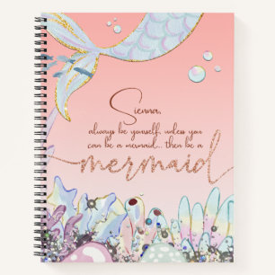Personalised "Be a Mermaid" Pastel Glitter Notebook