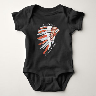 Personalised Be Brave Little One Indian Headdress Baby Bodysuit