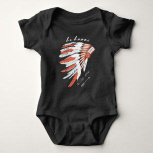 Personalised Be Brave Little One Indian Headdress Baby Bodysuit